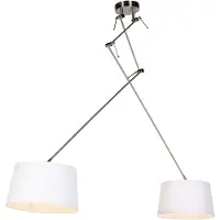 QAZQA blitz - Landelijke Hanglamp met kap - 2 lichts - L 300 mm - Wit - Woonkamer | Slaapkamer | Keuken
