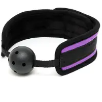 Rimba - Comfortabele ball gag - Zwart/Paars - Verstelbaar