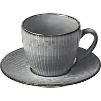 Broste Copenhagen Nordic Sea Kopje Met Schotel 15 Cl Grijs - Koffiekopjes Steengoed Grey - 14533134