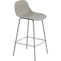 Muuto Fiber Tube barkruk met rugleuning 65 cm. grijs