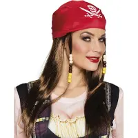 Boland pruik piraat Mary met bandana dames bruin