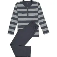 Schiesser Pyjama Ebony grijs streepmotief