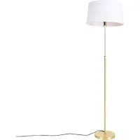 QAZQA Vloerlamp goud/messing met linnen kap wit 45 cm - Parte