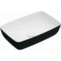 Villeroy & Boch Villeroy en Boch Artis opzetwastafel rechthoekig 58x38x12.5cm zonder kraangat zonder overloop coal black