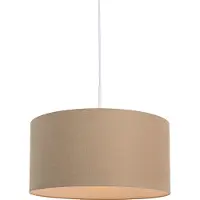 QAZQA Landelijke hanglamp wit met lichtbruine kap 50cm - Combi