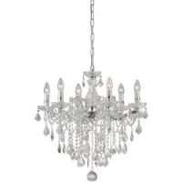 Ideal Lux Kroonluchter kristal Florian, dimbaar, chroom / zilver, Woon-/ Eetkamer, Glas, kroonluchter