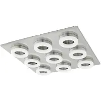 Eglo Vierkante plafondlamp Palena nikkel 9-lichts