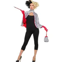 Smiffys - Deluxe Evil Madame Kostuum Accessoire Set - Zwart/Wit