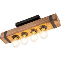 QAZQA Industriele plafondlamp hout - Reena