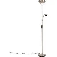 QAZQA Vloerlamp staal met leeslamp incl. LED en dimmer - Diva 2