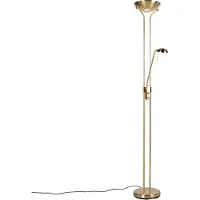 QAZQA Vloerlamp goud met leeslamp incl. LED en dimmer - Diva 2