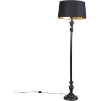 QAZQA Vloerlamp met katoenen kap zwart met goud 45 cm - Classico