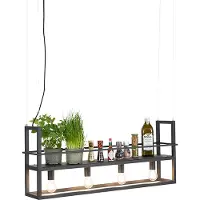 QAZQA Industriële hanglamp zwart met rek 4-lichts - Cage Rack