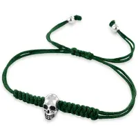 Kaliber 7KB-0021 - Heren armband met bead - rope en staal - skull - one-size - donkergroen / zilverkleurig