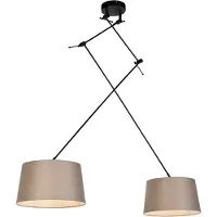 QAZQA Hanglamp met linnen kappen taupe 35 cm - Blitz II zwart