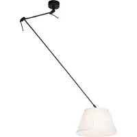 QAZQA Hanglamp met plisse kap 35cm crème - Blitz I zwart