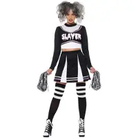 Smiffys Fever Gothic Cheerleader kostuum (zwart en wit, XS)