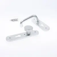 Nemef 3253 FP Ls Beslag kortschild afgerond | D kruk-knop | beslagset | geveerd | krukstift 8mm | F1 aluminium | PC55-PC55 | draairichting links - 9325306552