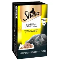 Sheba Mini Filets Gevogelte Selectie in saus natvoer kat (kuipjes) 4 doosjes (32 kuipjes)
