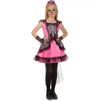 MOM Damisela Skeleton Girl Costume Roze 7-9 Years Kinderen