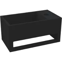 Best design Fontein Mona-Black 33x18x16 cm incl. Handdoekhouder Rechts Solid Surface Mat Zwart