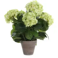 Mica Decorations Hortensia Kunstplant in Bloempot Stan - H45 x Ø45 cm - Groen