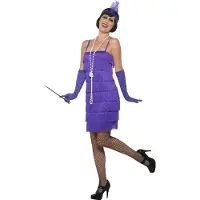 Smiffys Flapper jurkje paars (paars, XL)