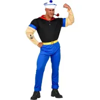 Widmann Popeye kostuum luxe (Zwart, rood en blauw, S)