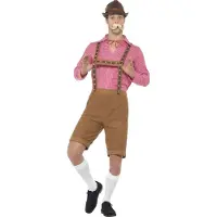 Smiffys Oktoberfest kostuum beer (bruin en rood /wit, XL)