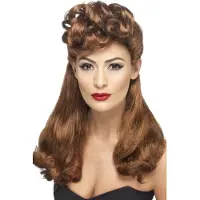 Smiffys 40's vintage pruik (bruin)