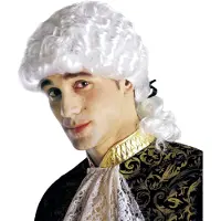 Finidi Carnavalskleding Pruik, markies wit