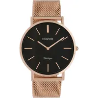 Oozoo Timepieces Horloge Vintage Rosé Goud/Zwart | C9925