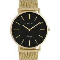 Oozoo C9912 Horloge staal/mesh goudkleurig-zwart 44 mm