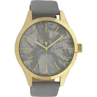 Oozoo C10071 Horloge Timepieces Collection staal/leder goudkleurig-grijs 45 mm