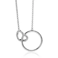 Zinzi zilveren ketting hart rond wit 45cm ZIC1483