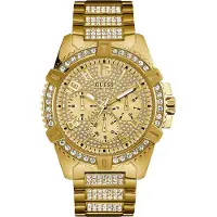 GUESS Analoog horloge 'Frontier' goud / zwart / transparant