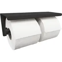 Mueller dubbele toiletrolhouder met planchet 304-RVS mat zwart