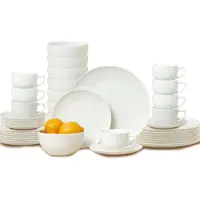 Alpina Tafelservies - 40 Delig - Vaatwasser- en Magnetronbestendig - Aardwerk - Wit