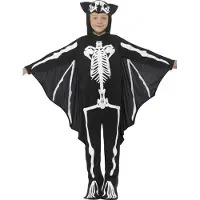 Smiffys Kostuum - Bat Skeleton - Zwart/Wit - - 10-12 jaar (140-152) - Verkleedkleren