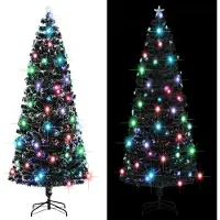 vidaXL Voorverlichte kerstboom met standaard en LED 240 cm glasvezel