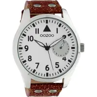 Oozoo dames- en heren lederen polshorloge, bruin, analoog, quartz, model UOC10325