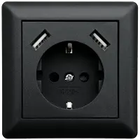 LEDmaxx USB1002 1-voudig Stopcontact (onderbouw) Met USB, Aanraakbeveiliging Zwart