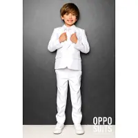 Opposuits kostuum wit Jongens Polyester Reverskraag Effen - maat 122/128