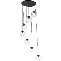 QAZQA Art deco hanglamp zwart 7-lichts - Pallon