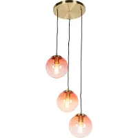 QAZQA Art deco hanglamp messing 45 cm 3-lichts roze - Pallon