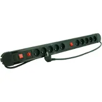 Profile 10V stopcontact + 2V schakelaar + 1.5m zwart