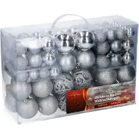 Merkloos kerstballenset - 100 stuks - 3/4/6cm - Zilver