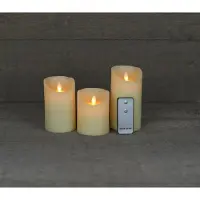 Anna's Collection LED Stompkaars Met Timer Rustiek Crème D 7,5 H 10 / 12, 5 / 15 Cm 3 Stuks