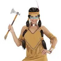 Finidi Luxe Squaw indianen pruiken voor carnaval