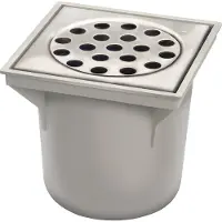 Van den berg ABS vloerput met rooster 20x20 onderuitlaat RVS
